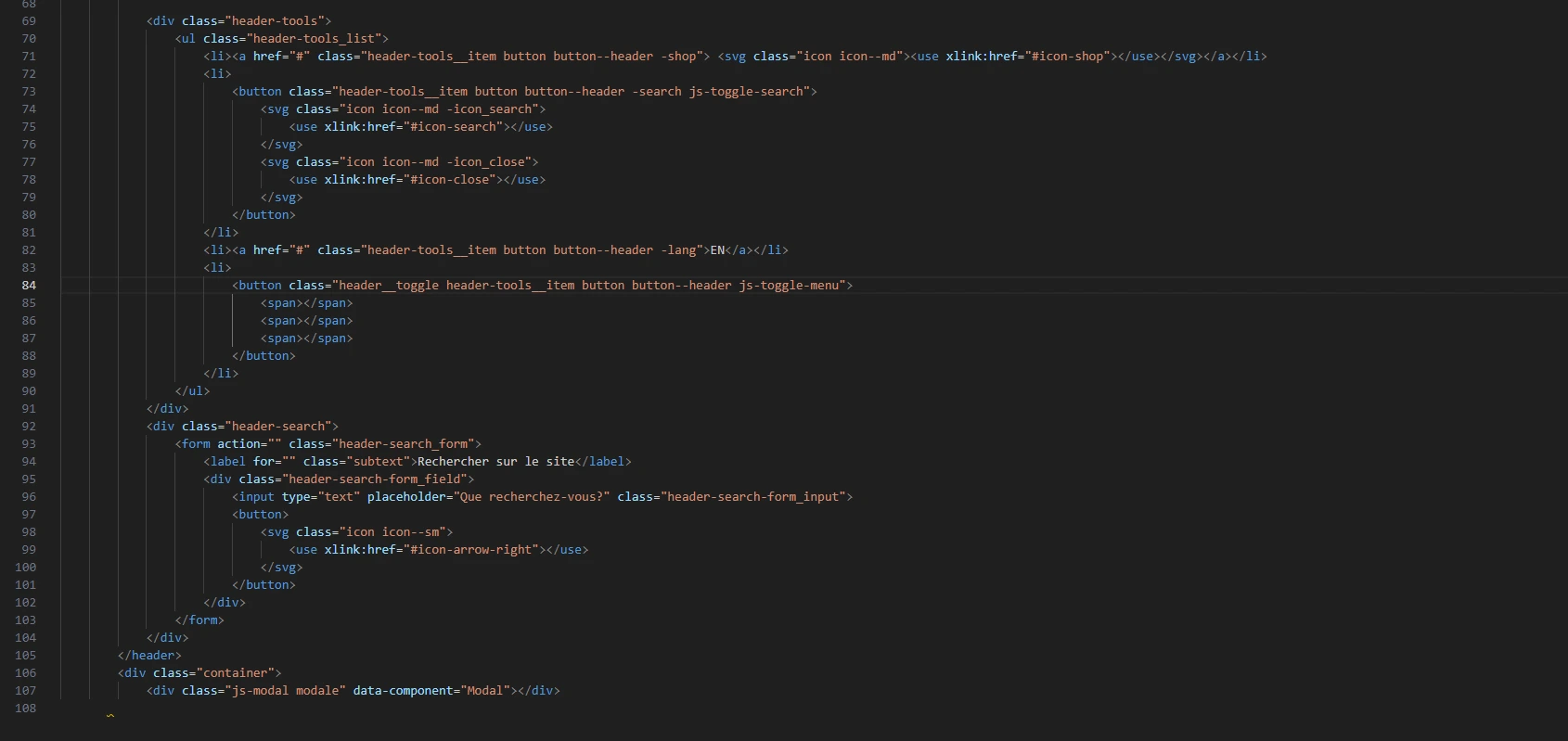 Code HTML barre de recherche accessible