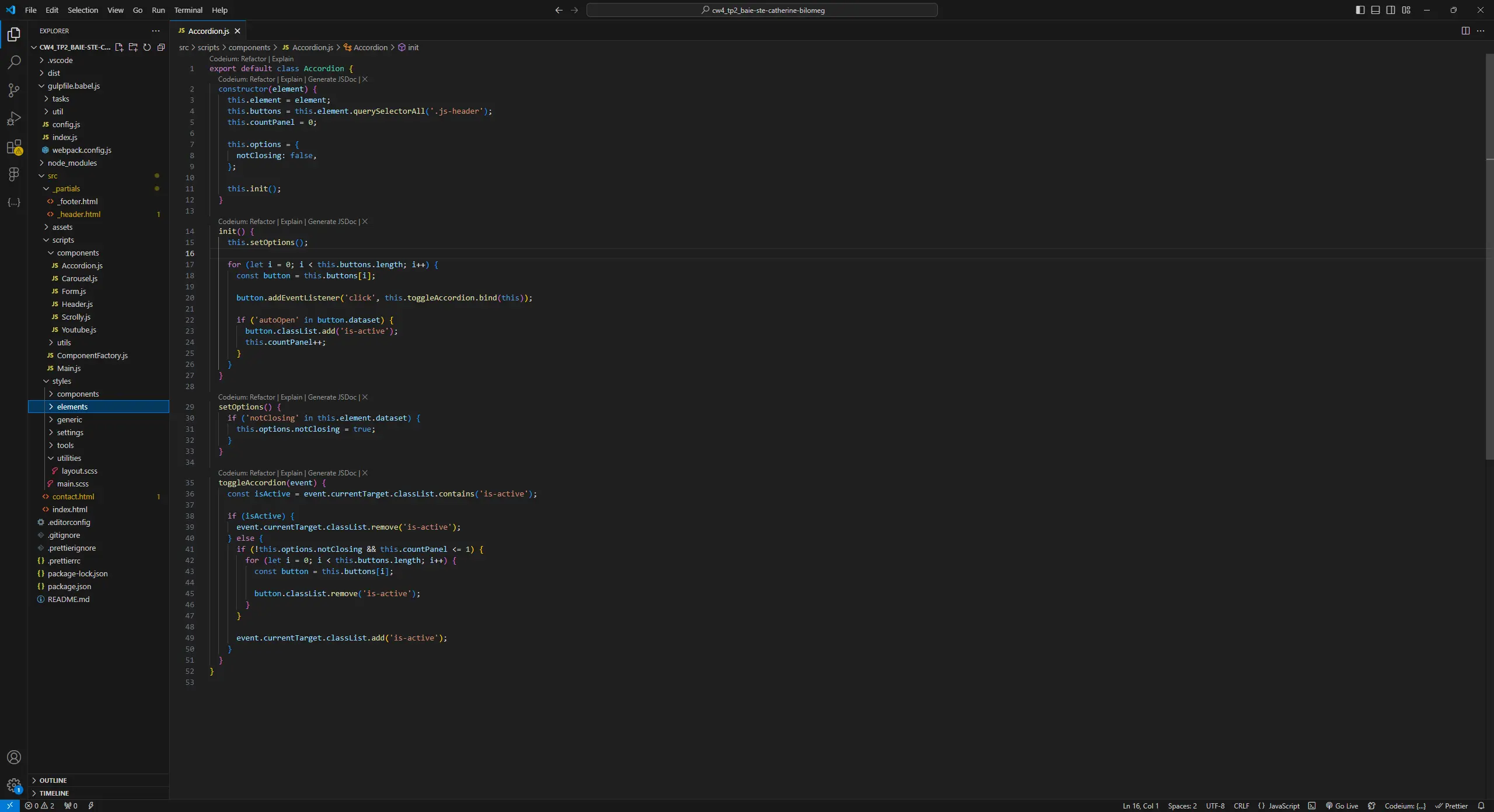 Code composante JS Accordéon